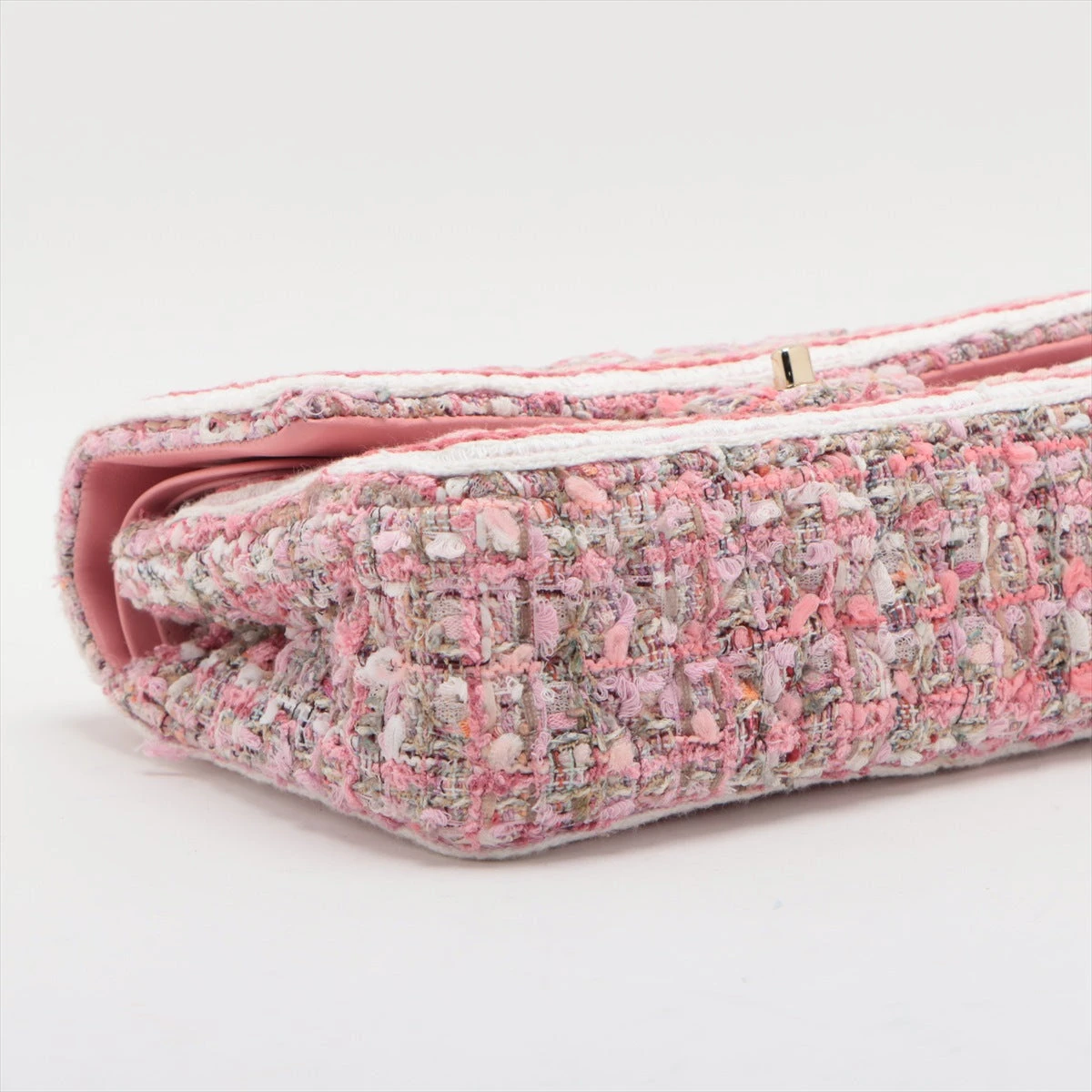 CHANEL マトラッセ ツイード ピンクダブルフラップ　ダブルチェーンバッグ シャネル マトラッセ ツイード ダブルフラップ ダブルチェーン