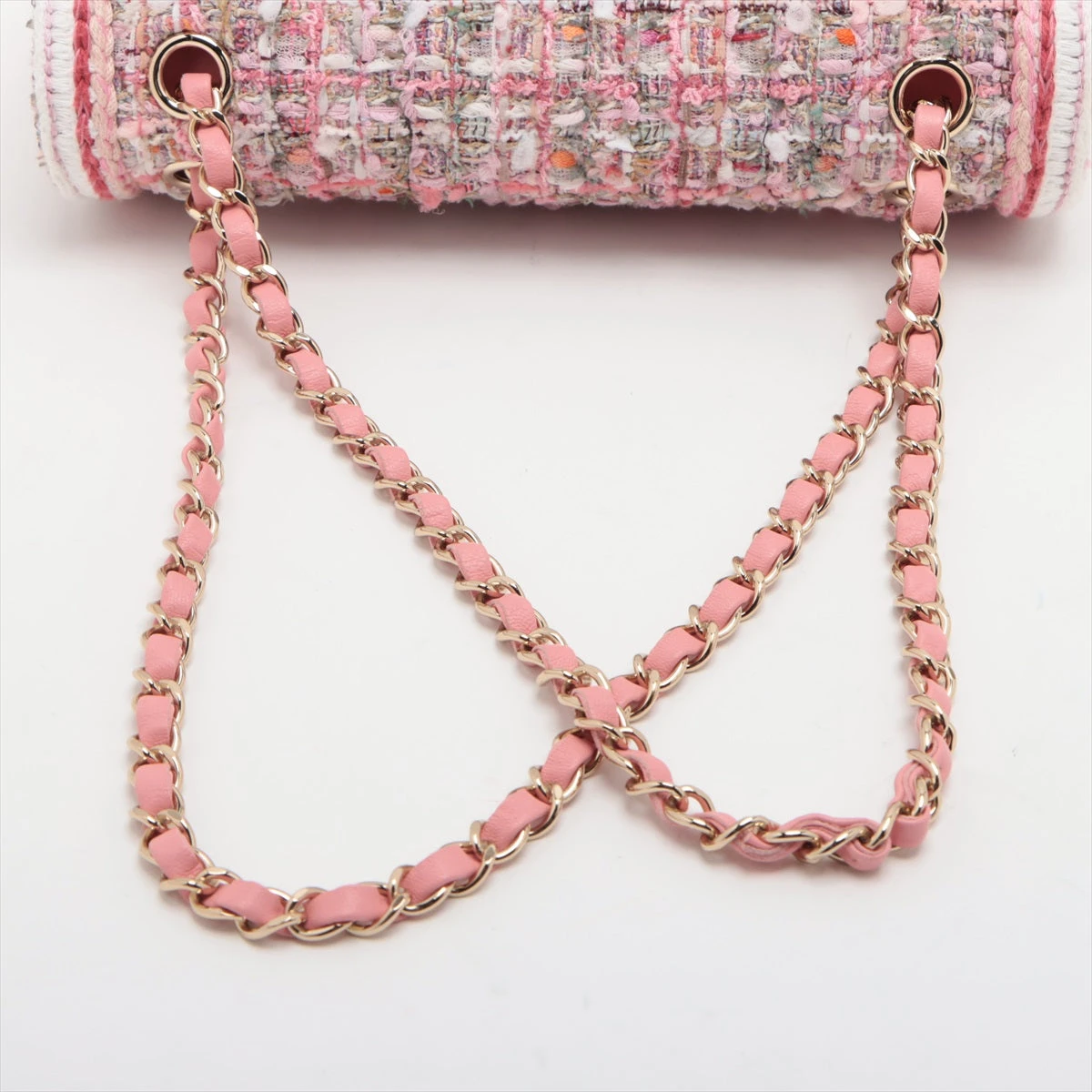 CHANEL マトラッセ ツイード ピンクダブルフラップ　ダブルチェーンバッグ シャネル マトラッセ25 ラムスキン ダブルフラップ ダブル