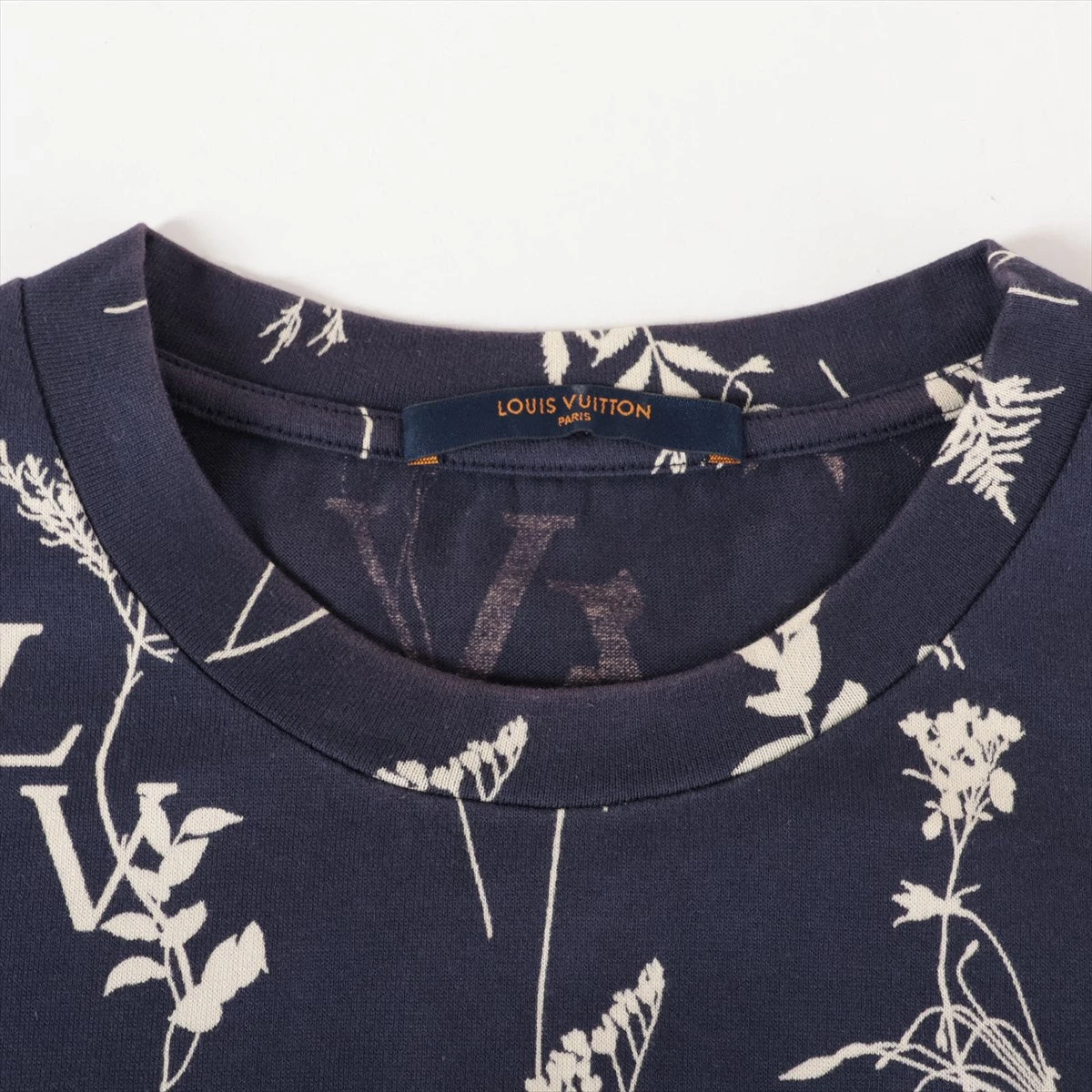 ヴィトン 20AW コットン Tシャツ L メンズ ネイビー RM202M LV リーフ