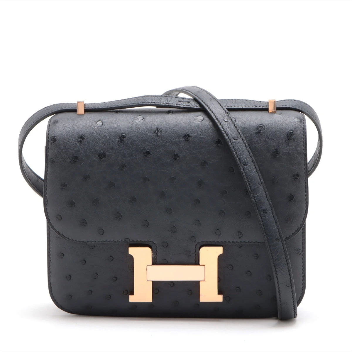 エルメス コンスタンス3 ミニ18 オーストリッチ ブラック ピンクゴールド金具 A:2017年