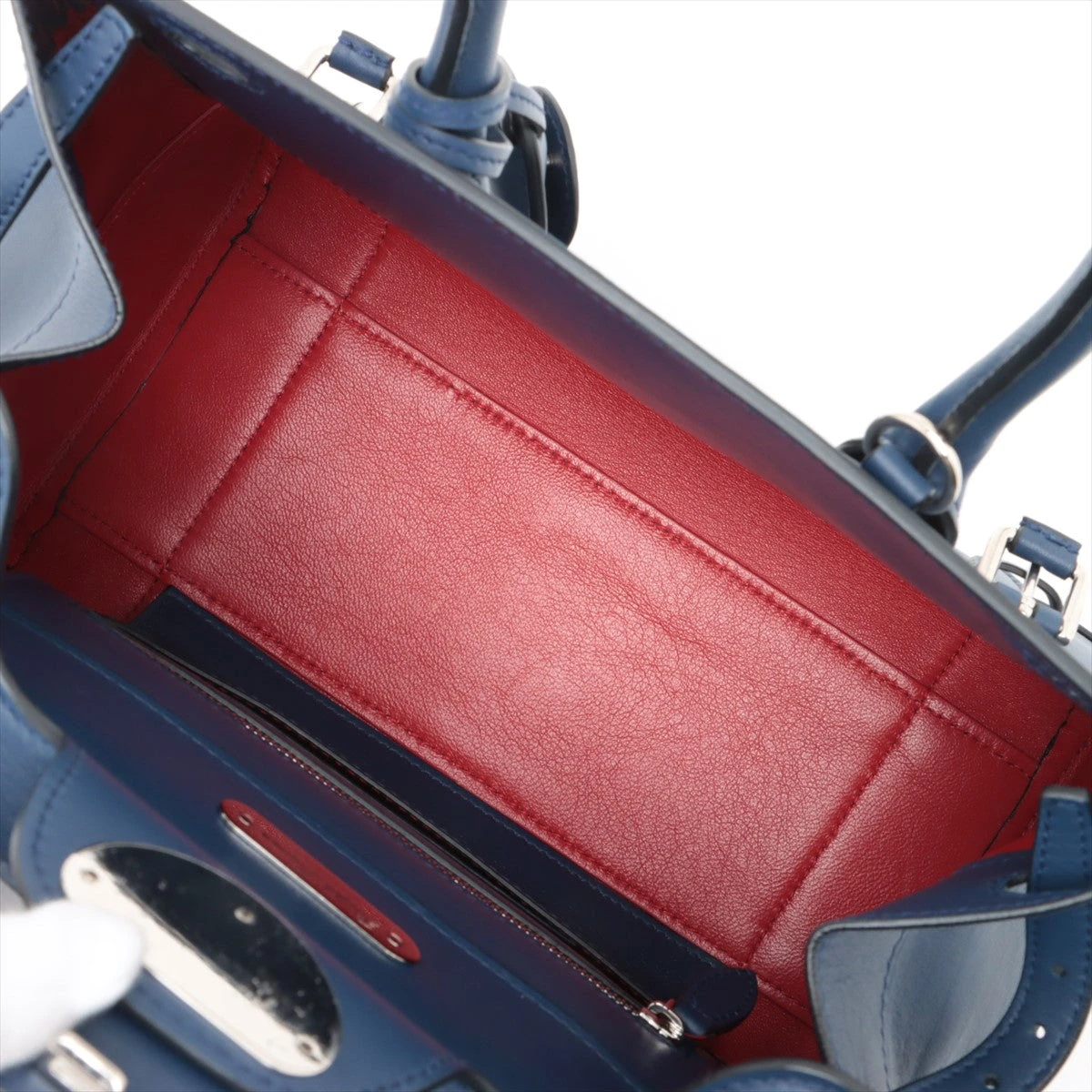 RALPH LAUREN リッキー ハンドバッグ 2way レザー ブルー ラルフローレン リッキー レザー 2WAYハンドバッグ ブルー