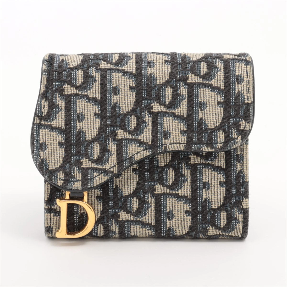 ディオール　マネークリップ　オブリーク　ジャガード　レザー　ベージュ　ネイビー DIOR | マネークリップ付き ウォレット ディオール オブリーク