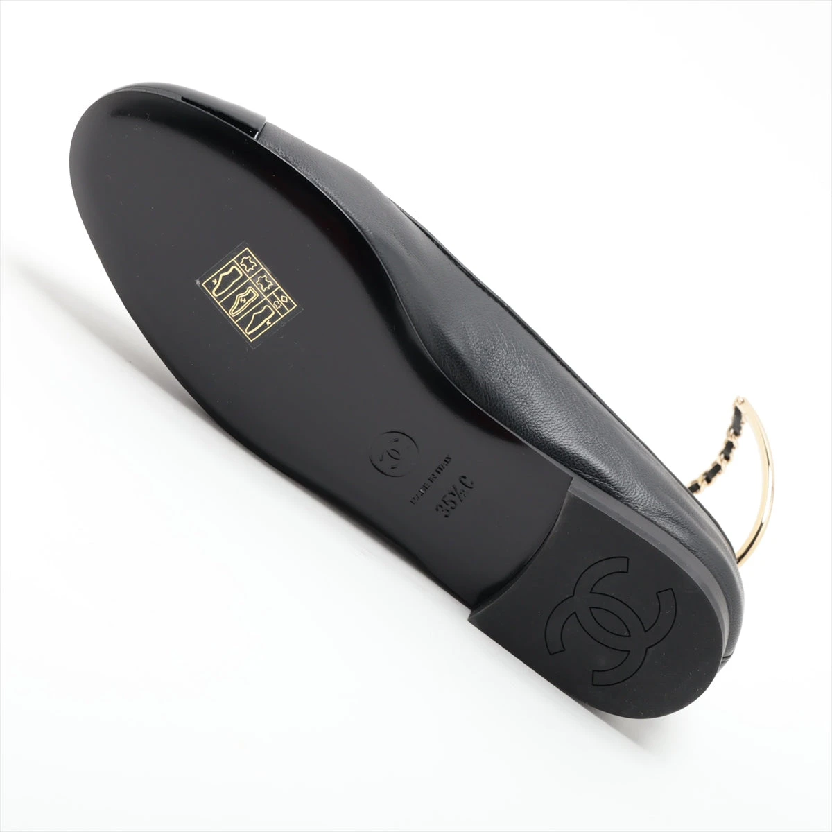 CHANEL シャネル　本革　ブラック パンプス　ココマーク型押し ココマーク シャネル ココマーク チェーン レザー パンプス 36C レディース