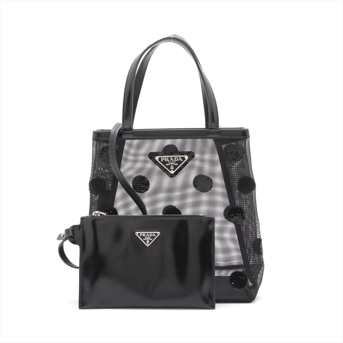 激レア】PRADA プラダ メッシュバッグ ハンドバッグ メッシュ エナメル