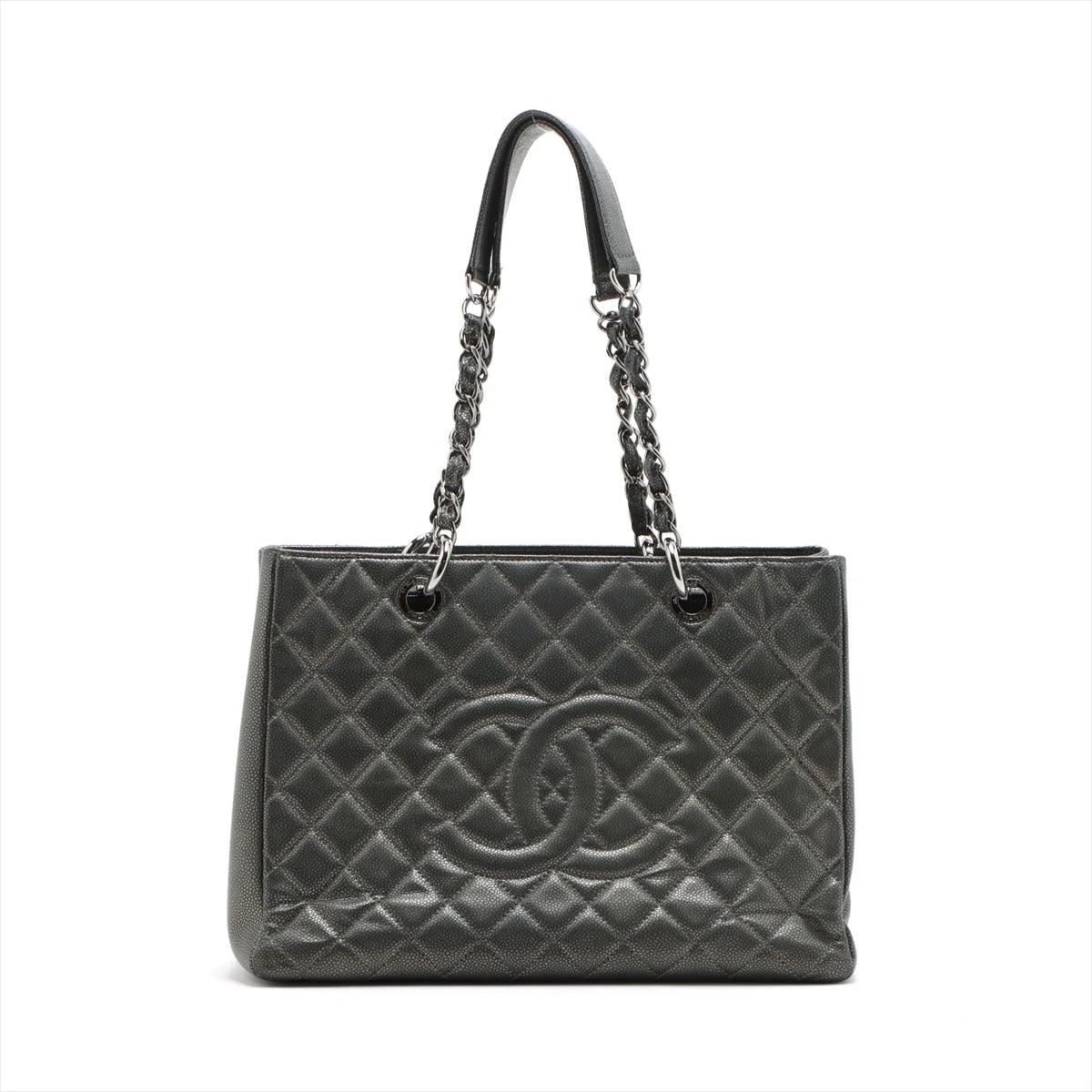 極美品✨CHANEL GSTショルダー トートバッグ　キャビアスキン シャネル GST キャビアスキン チェーントートバッグ シルバー シルバー