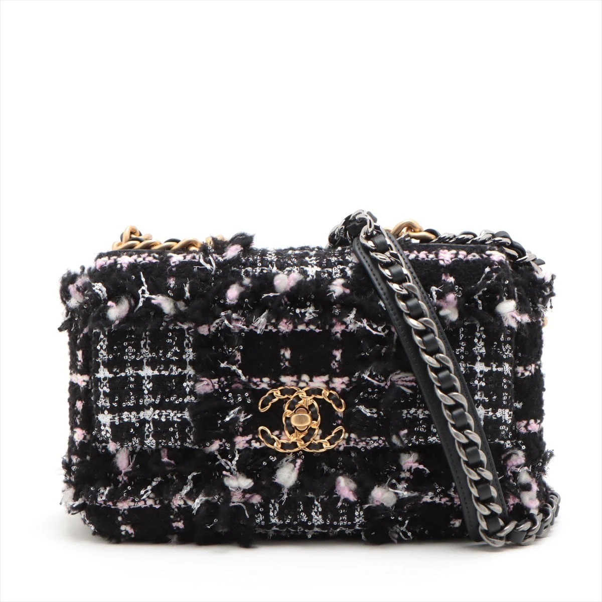 シャネル シャネル19 ツイード 2WAYショルダーバッグ ブラック