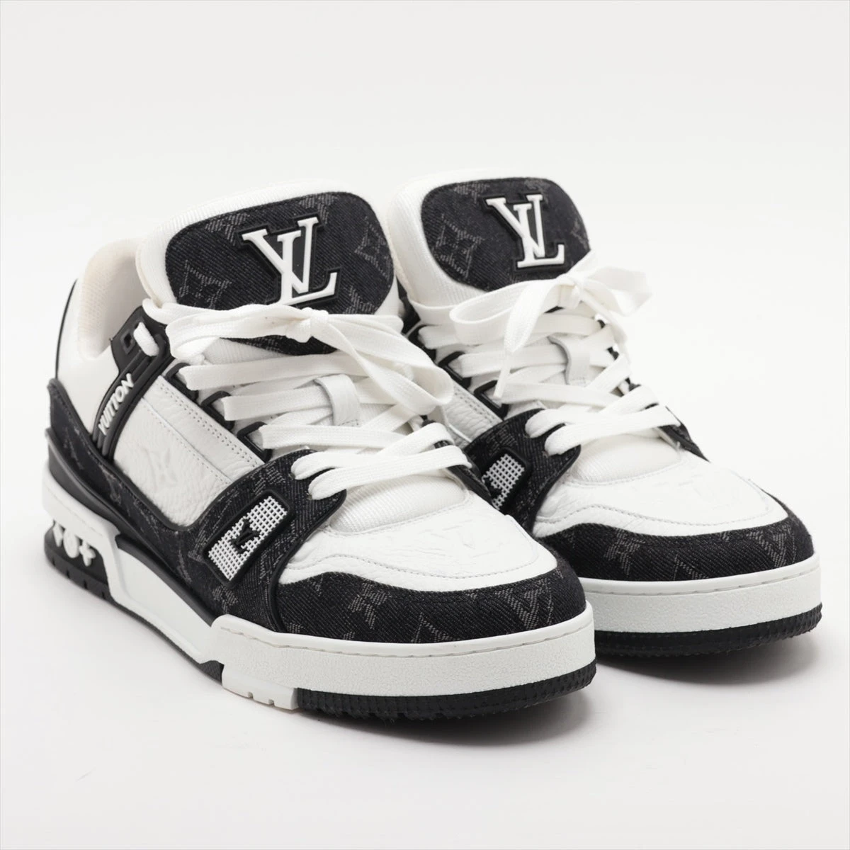 VUITTON ホワイト/ブラック スニーカー LOUIS VUITTON 新品同様 S品 ルイヴィトン 2023 LV Trainer