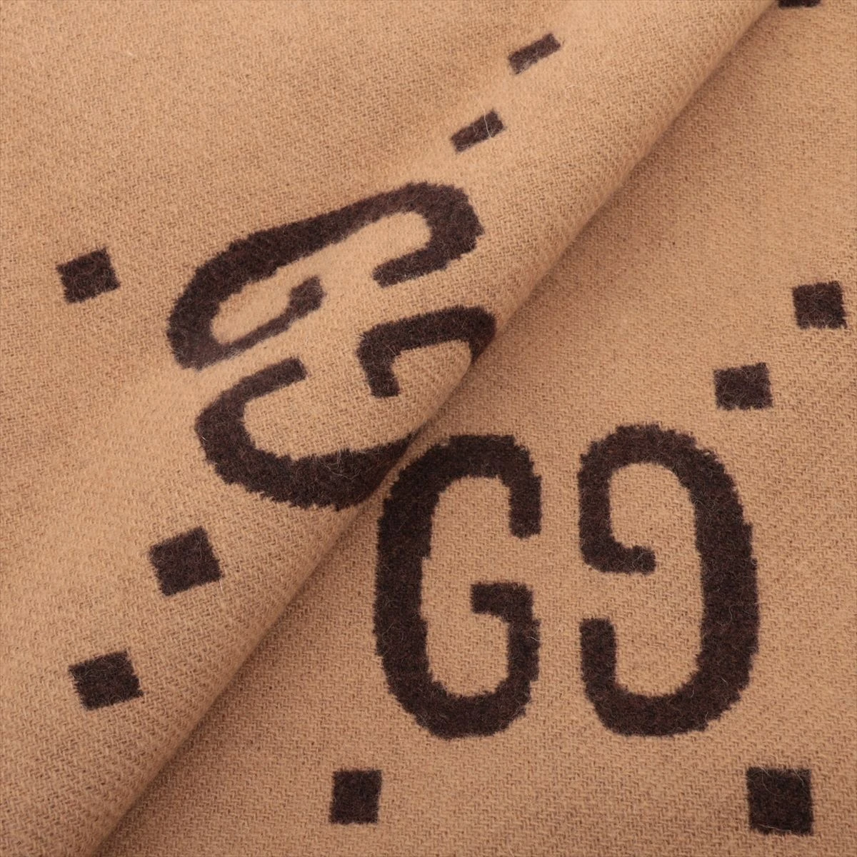 チェック柄 GGロゴ ブランケット グッチ GG ブランケット 145×185cm ウール ブラウン リバーシブル
