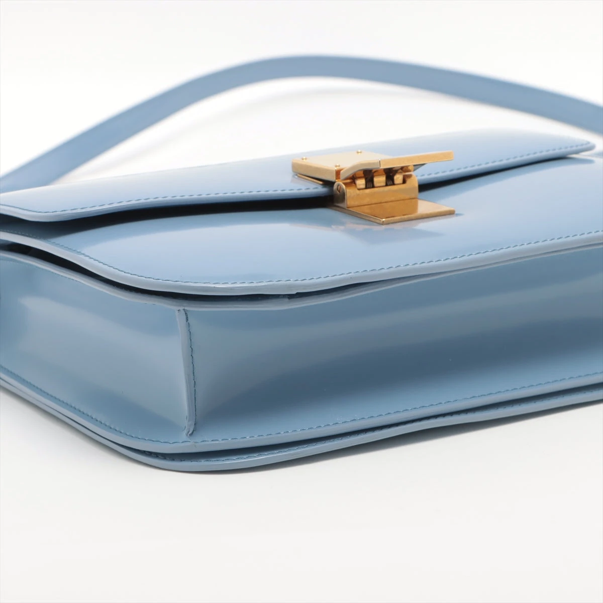 セリーヌ クラシックボックス レザー ショルダーバッグ ブルー