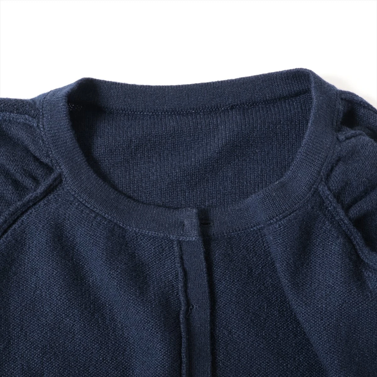 シャネル ココマーク P43 コットン×カシミヤ ニットワンピース 36ネイビー