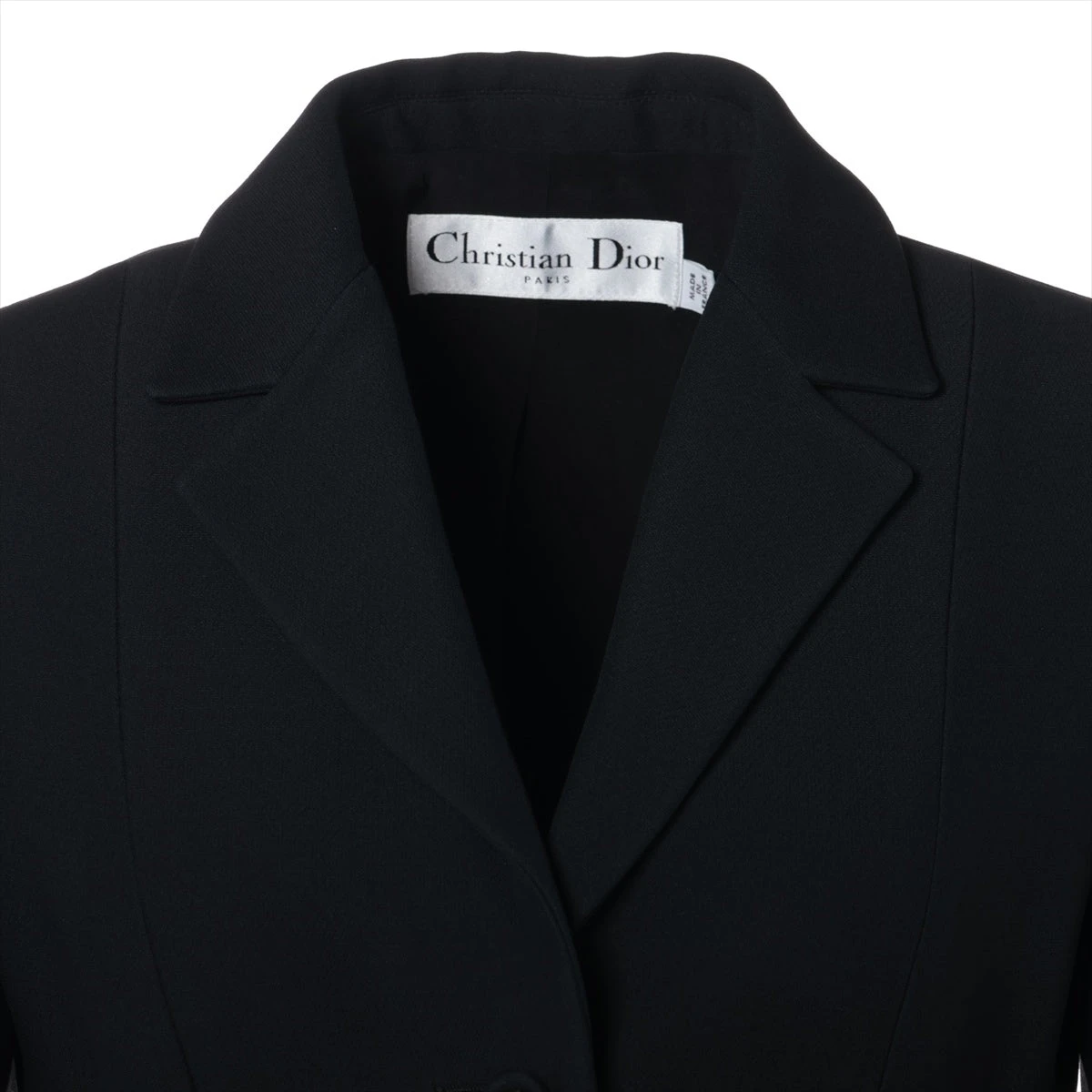 【最高級】 【美品】 クリスチャンディオール ノーカラージャケット ♪ クリスチャンディオール】ノーカラージャケット CDボタン 紺 11