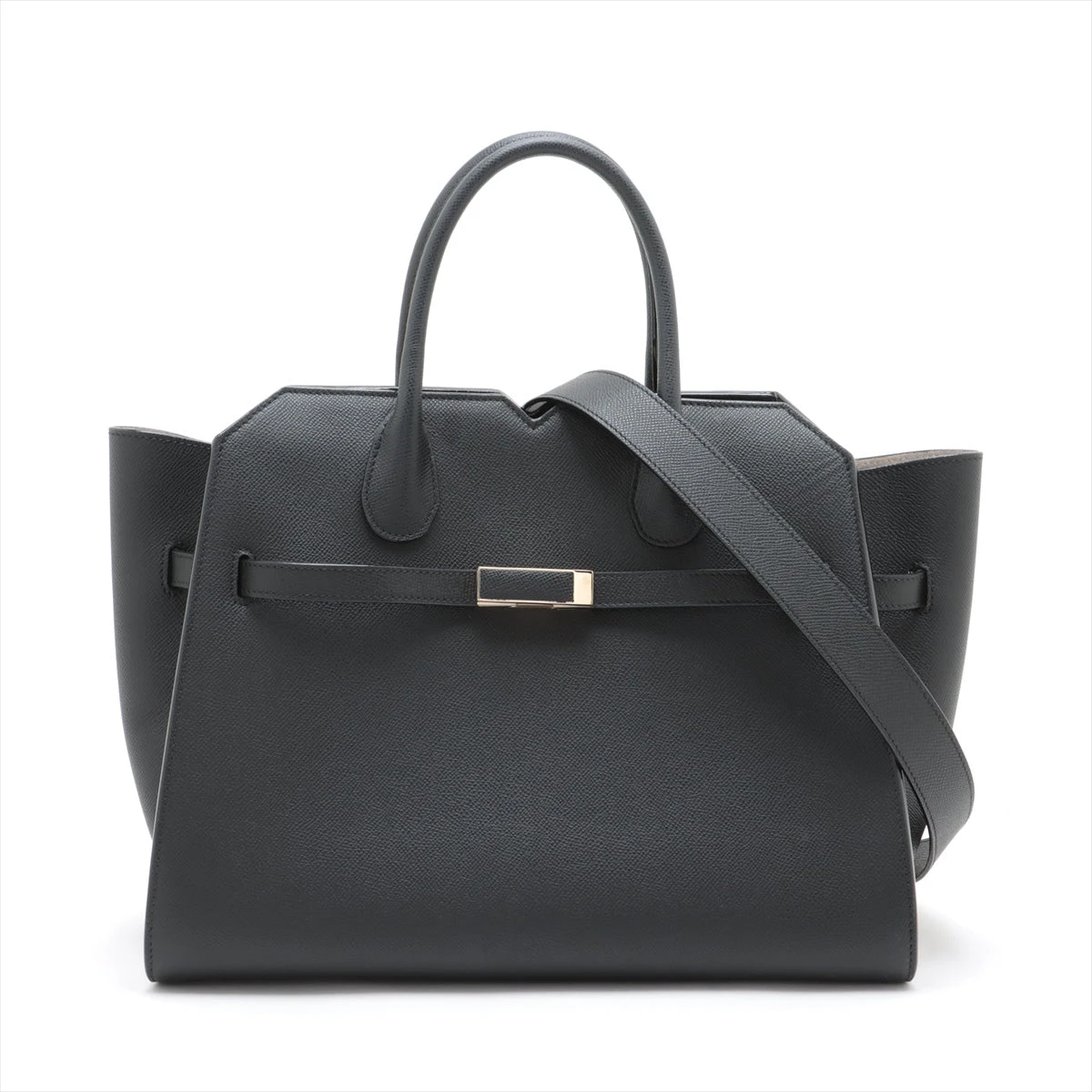 ヴァレクストラ ミラノバッグ レザー 2WAYハンドバッグ ブラック ヴァレクストラ ミラノバッグ レザー 2WAYハンドバッグ ブラック