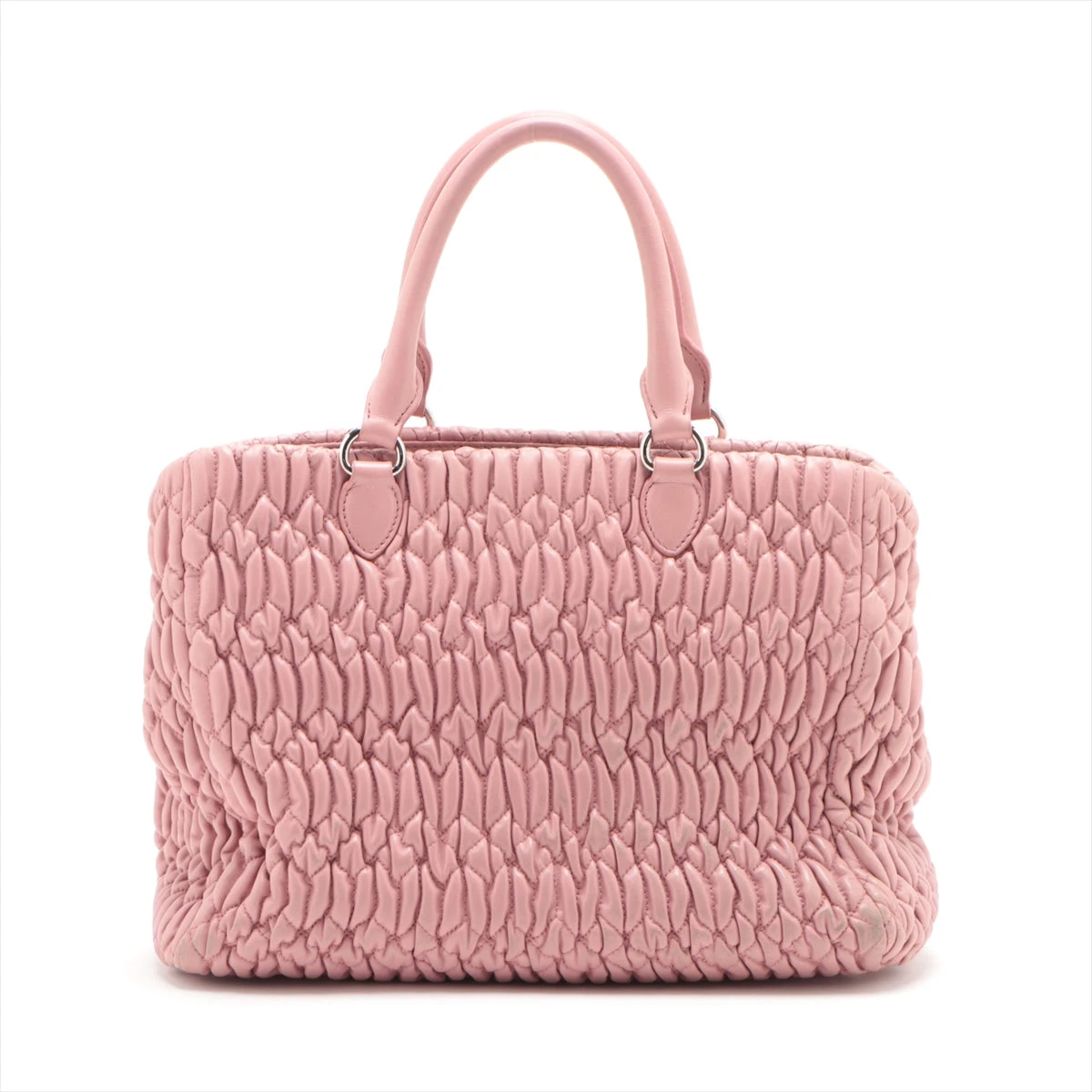 ミュウミュウ ナッパクリスタル マテラッセ レザー 2WAYハンドバッグ