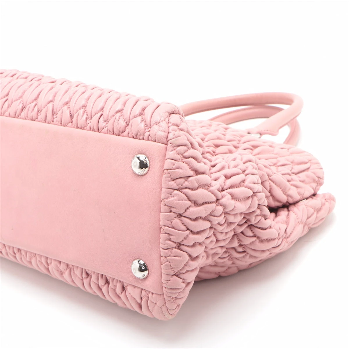 ミュウミュウ ナッパクリスタル マテラッセ レザー 2WAYハンドバッグ