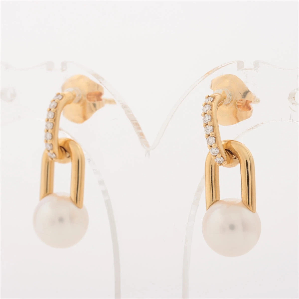 タサキ ファイン リンク パール ダイヤ ピアス 750(YG) 4.5g 0.03 0.03