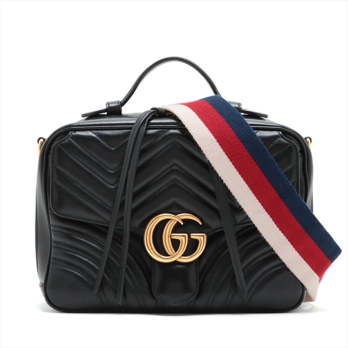 g69【極美品】グッチGGマーモントレザーブラック2way ショルダー