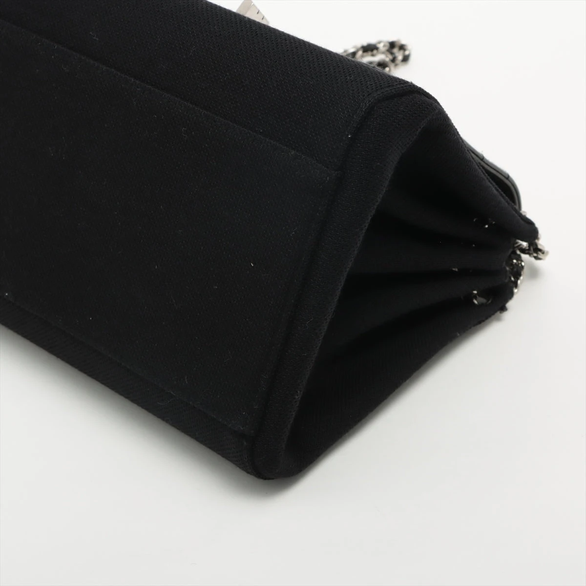 シャネル チョコバー コットン×パテントレザー チェーンショルダー