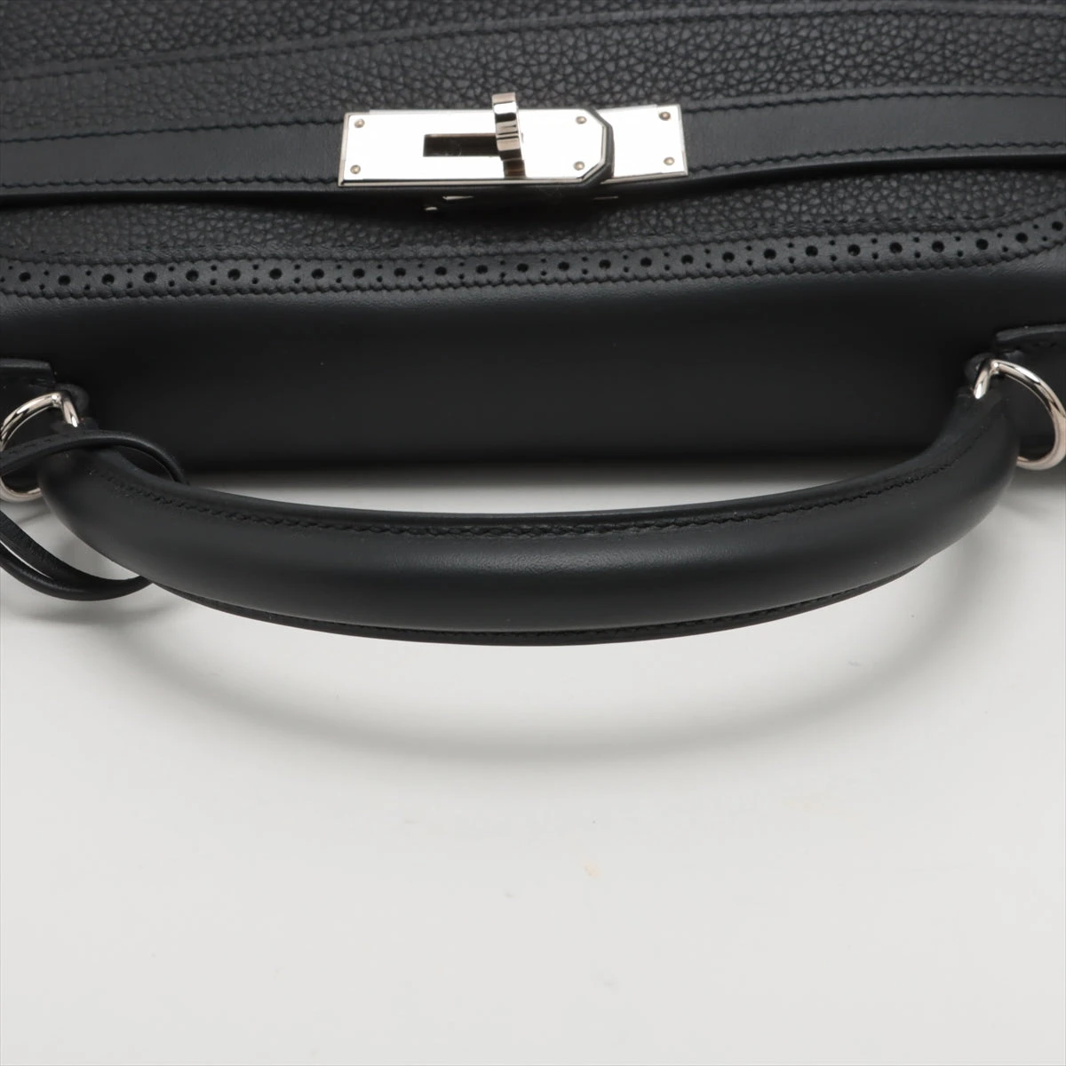 エルメス ケリー32ギリーズ トゴ×スイフト ブラック シルバー金具 T  