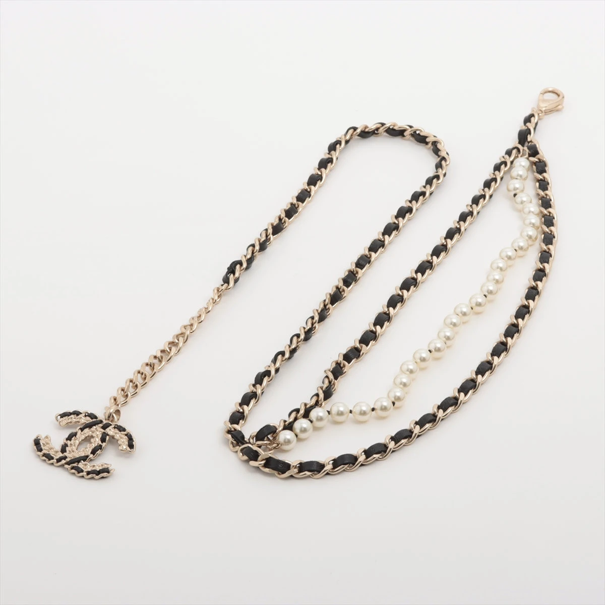 シャネル ココマーク B20C チェーンベルト GP×レザー×フェイクパール