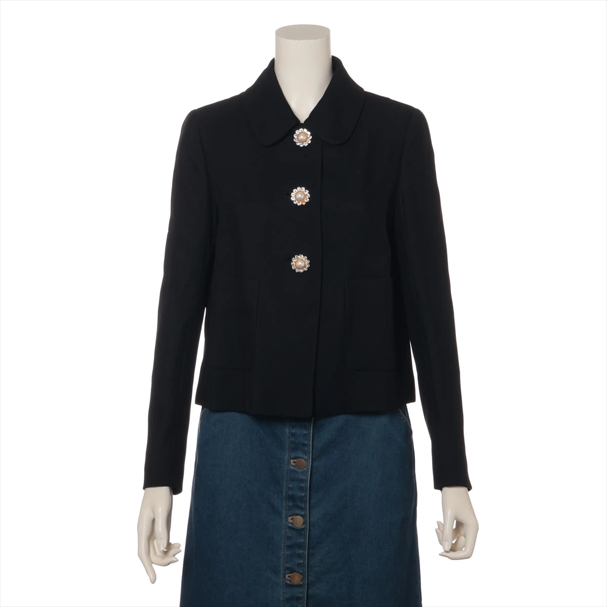 miu miu ブラック クロップドジャケット