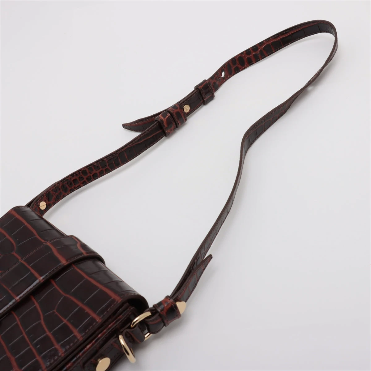 マックスマーラ✨️ 2WAY クロコ型押し ブラウン レザー ショルダーバッグ マックスマーラ クロコ型押し 2WAYショルダーバッグ ブラウン