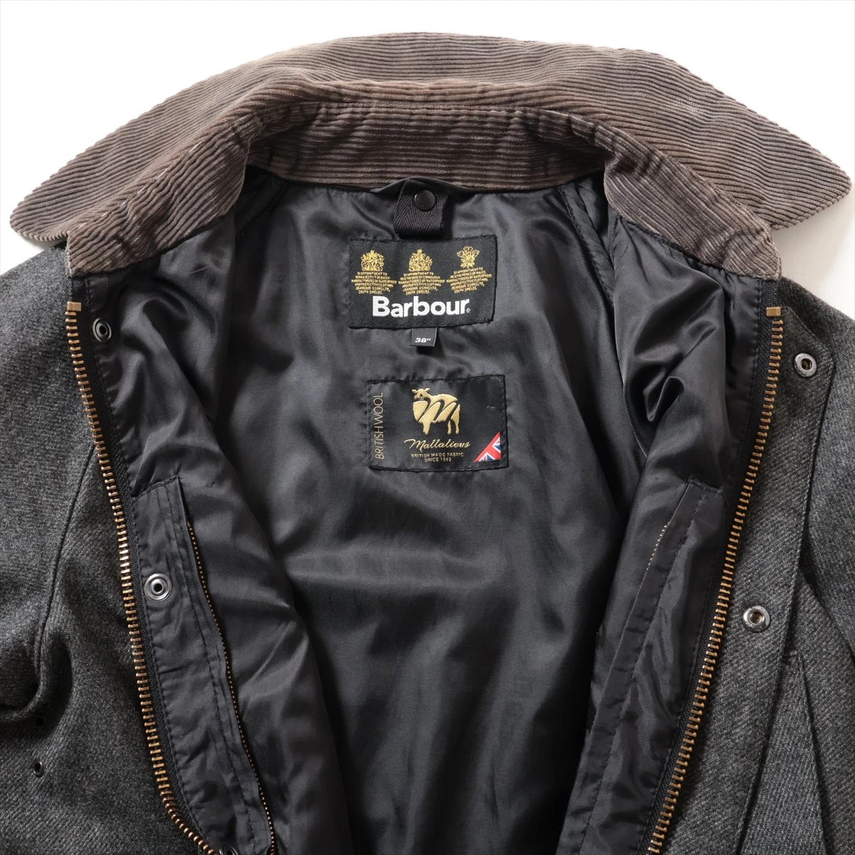 バブアー 15AW ウール ジャケット 38 メンズ グレー 1502209 首元変色 