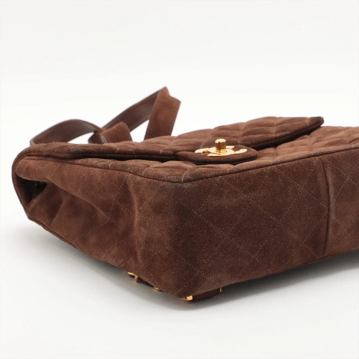 シャネル マトラッセ スエード チェーンリュック ブラウン ゴールド