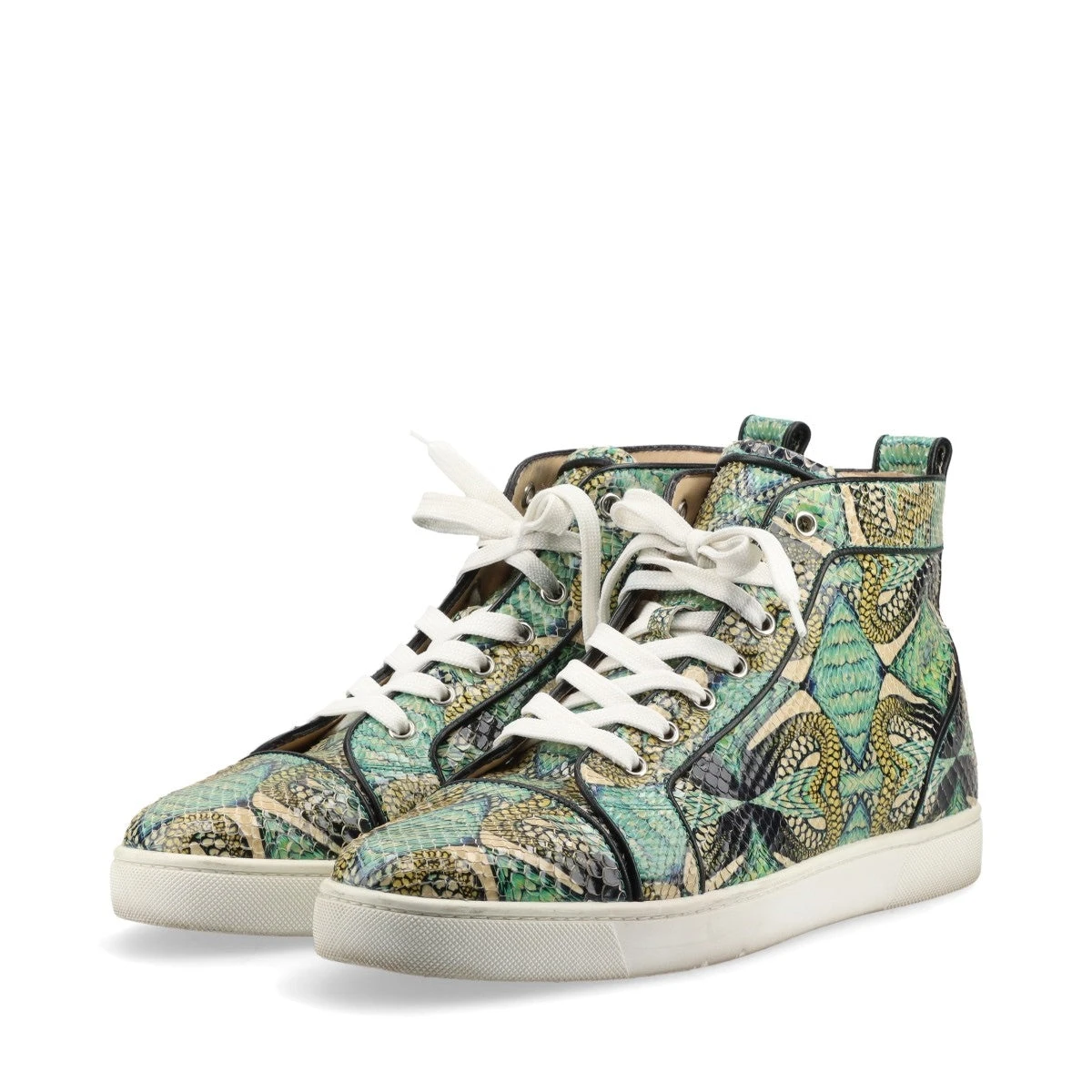 ルブタン　マルチカラー　パイソン クリスチャンルブタン レザー×パイソン ハイカットスニーカー 42