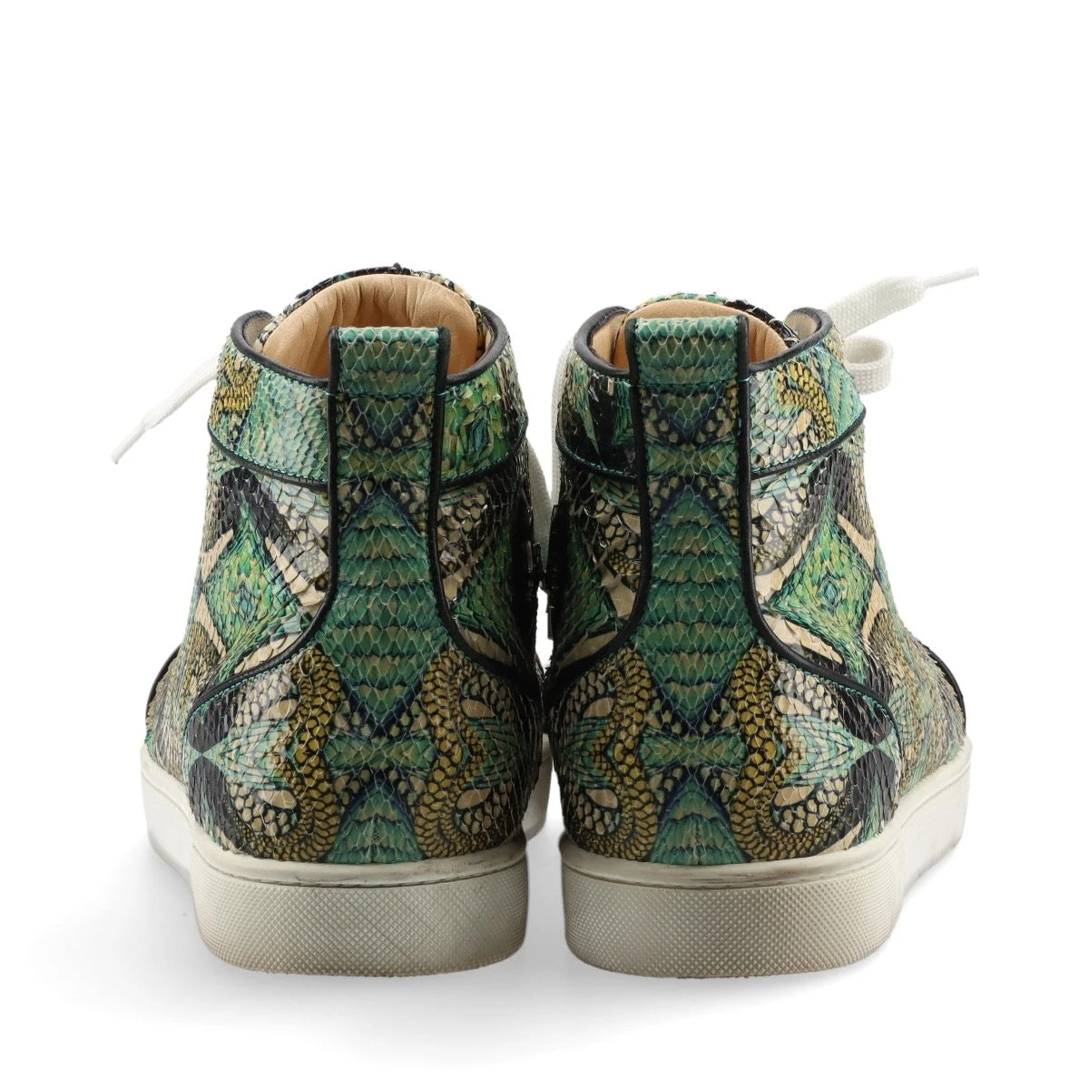 クリスチャンルブタン レザー×パイソン ハイカットスニーカー 42