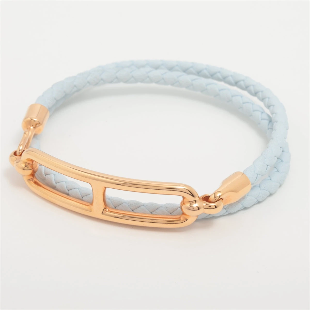 エルメス ルリ ドゥブルトゥール LF1221 ブレスレット GP×革 ブルー