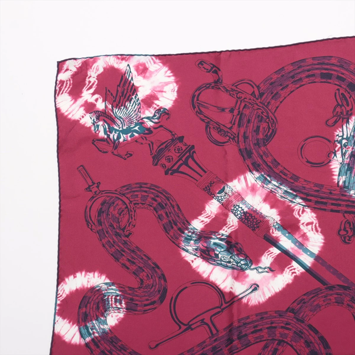 美品 エルメス カレ100 スカーフ Caducee Rock 黄 ユニセックス HERMES エルメス カレ100 