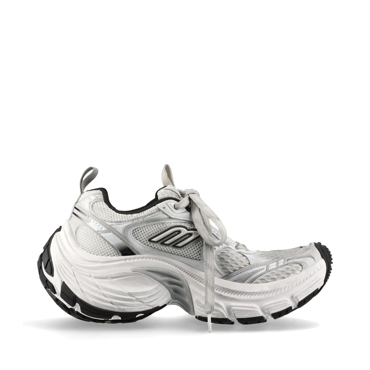 バレンシアガ レザー×メッシュ スニーカー 26.5cm メンズ グレー