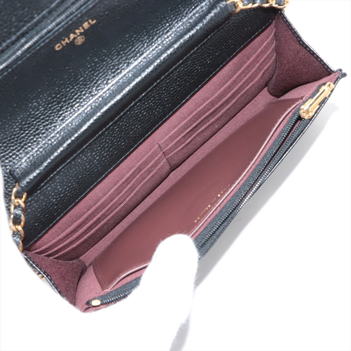 CHANEL ブラック キャビア ゴールドCC チェーンウォレット CHANEL シャネル CCフィリグリーチェーンウォレット ブラック