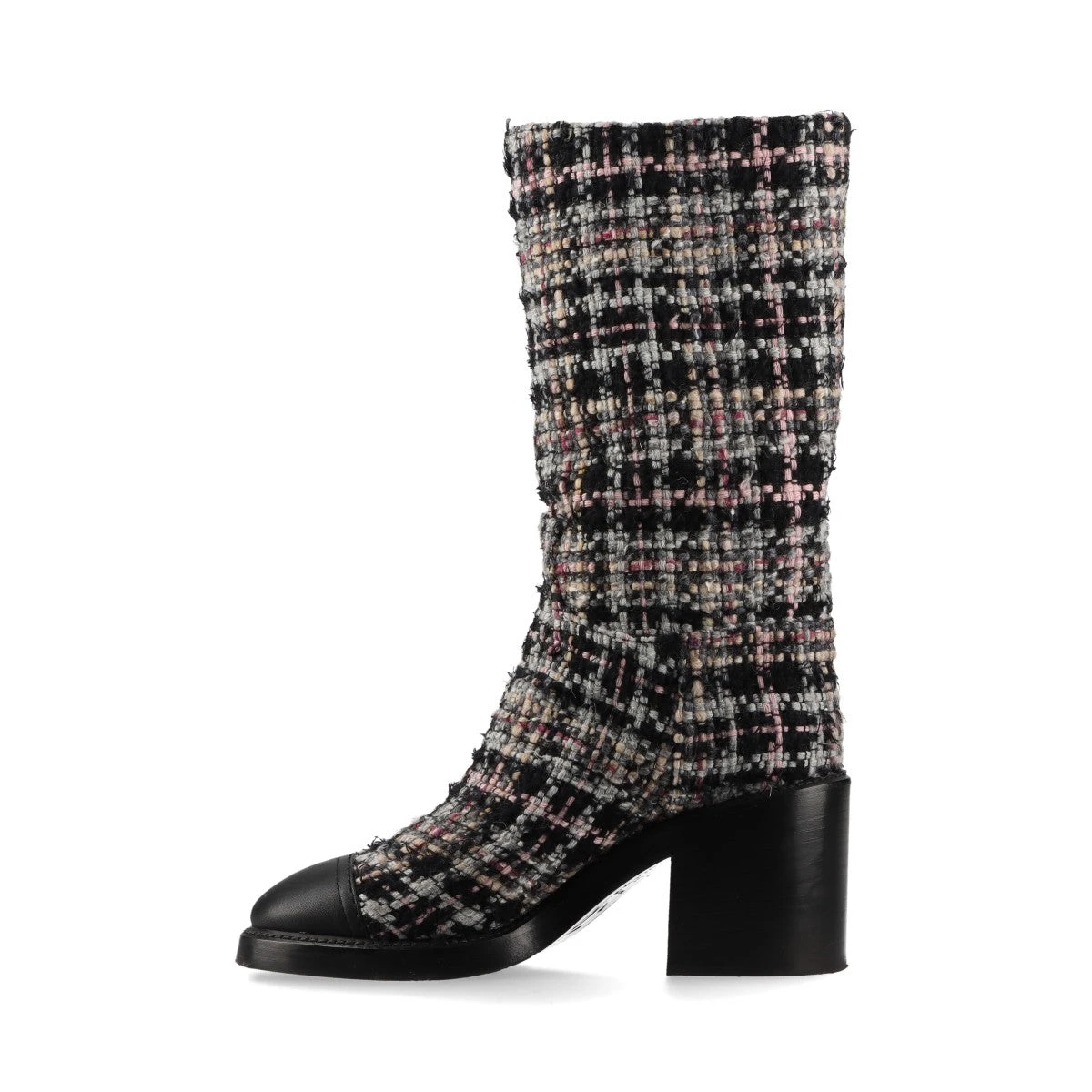 シャネル ココマーク 22AW レザー×ファブリック ロングブーツ 36.5C