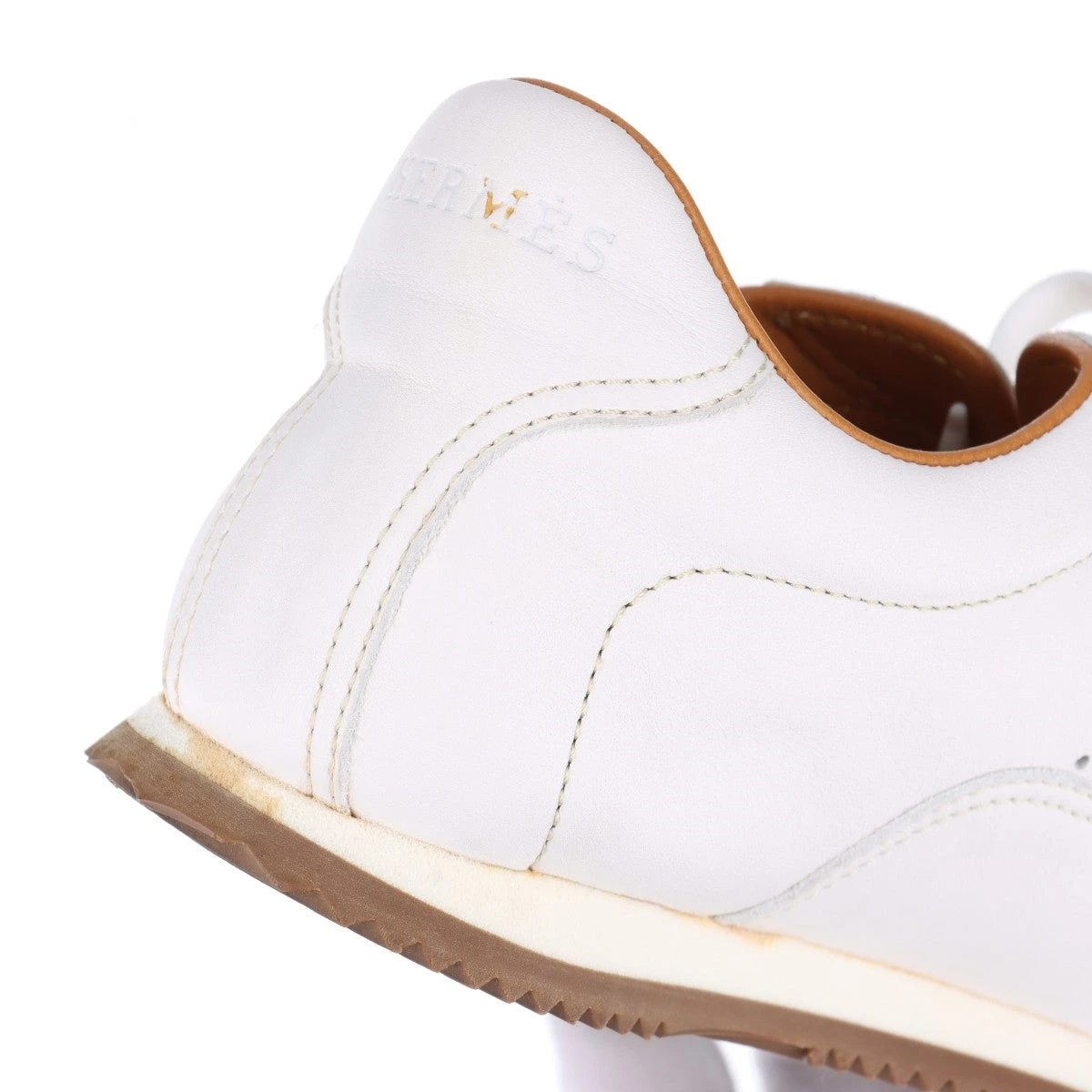 エルメス レザー スニーカー 35 レディース ホワイト 靴ヒモ社外品 H