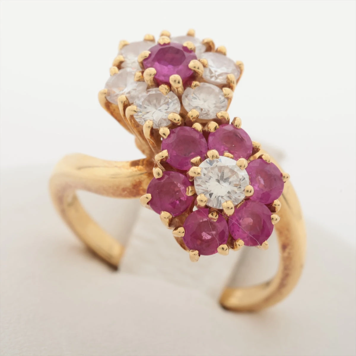 ヴァンクリーフ&アーペル フルーレット ダイヤ ルビー リング 18Kt(YG