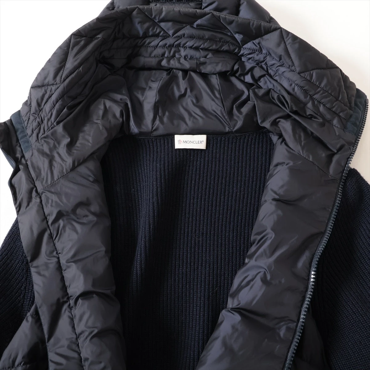 MONCLER モンクレール C20919402800 ニット切替 ダウンジャケット グレー系 M メンズ モンクレール 16年 ウール×ナイロン ダウンジャケット XL メンズ