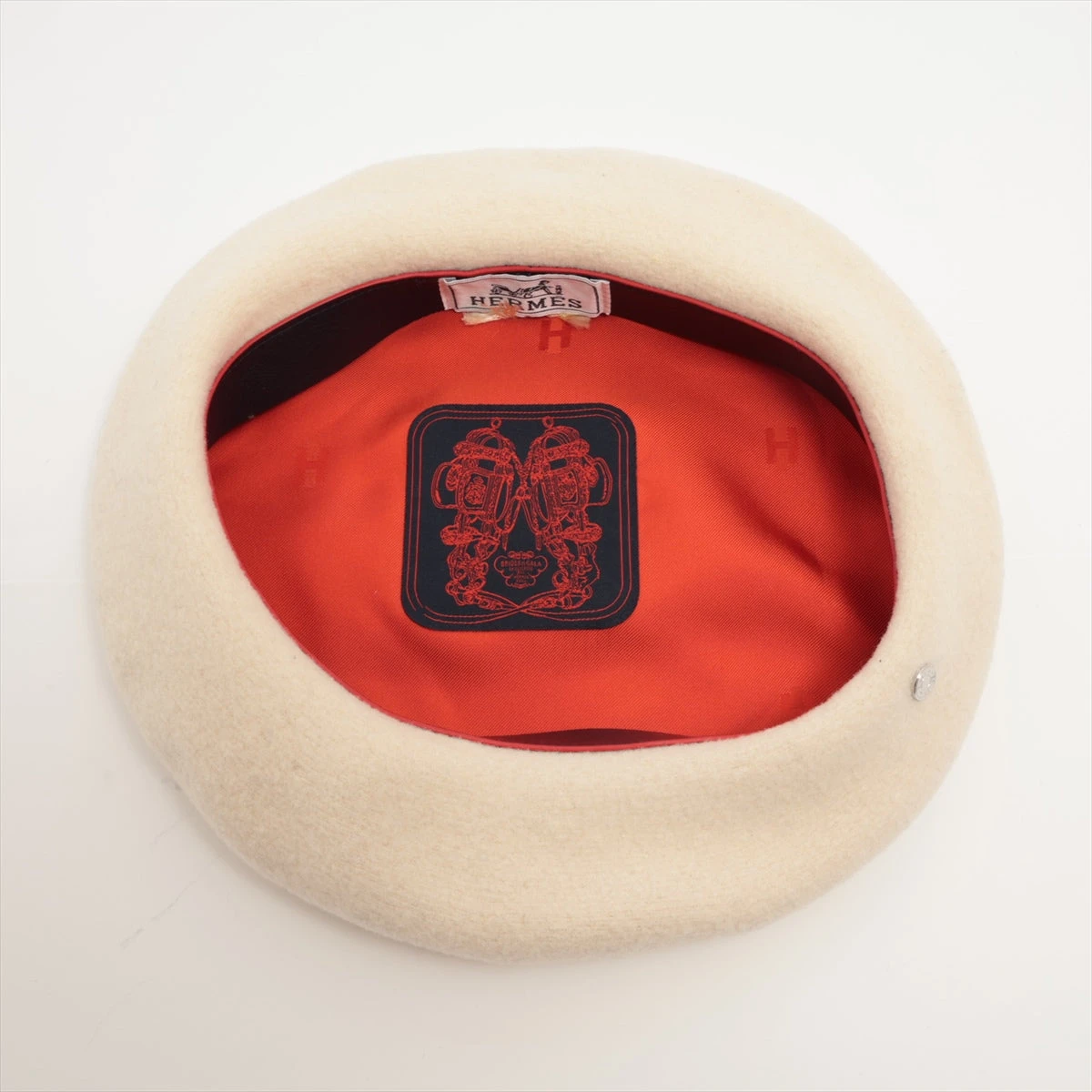 正規品 HERMES ベレー帽 57 帽子 エルメス セリエ ベレー帽 57 ウール アイボリー A3273883｜中古