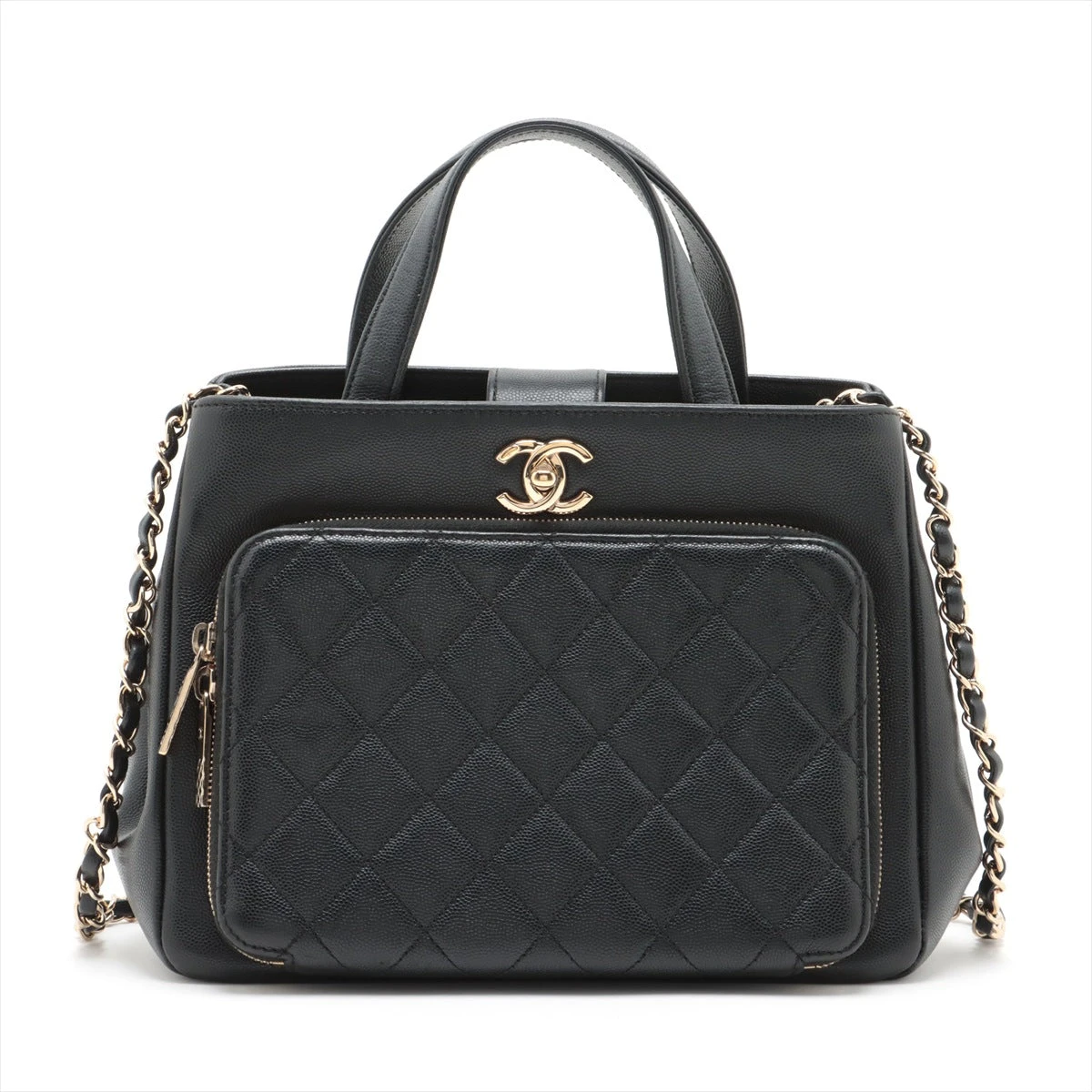 CHANEL シャネル キャビアスキン ビジネスアフィニティ 2WAYショルダーバッグ 黒（ゴールド金具） レディースバッグ ハイブランド【中古】【送料無料】 シャネル ビジネスアフィニティ キャビアスキン 2WAYハンドバッグ