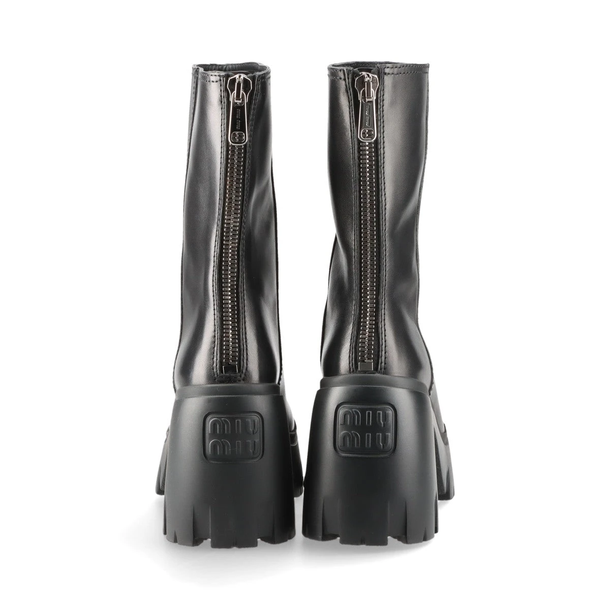 MIU MIU / バックロゴ/厚底ブーツ/36/BLK/5U790D ミュウミュウ レザー ショートブーツ 36 レディース ブラック 5U790D