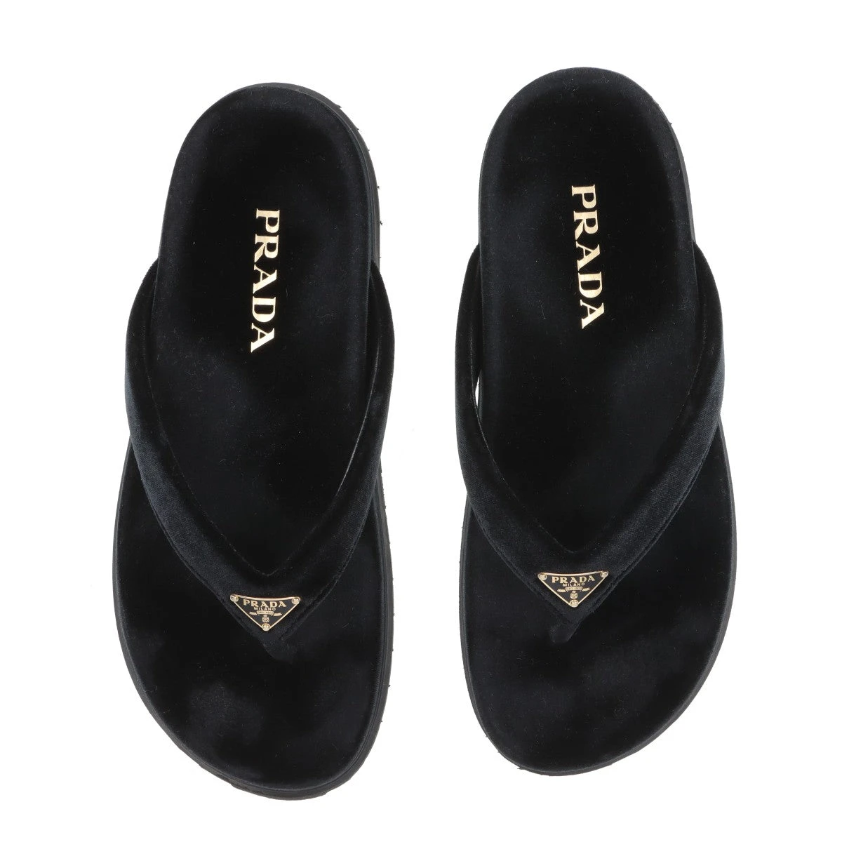 国内配送【PRADA】トライアングル ロゴ レザー サンダル プラダ トライアングルロゴ レザー サンダル 7 メンズ ブラック