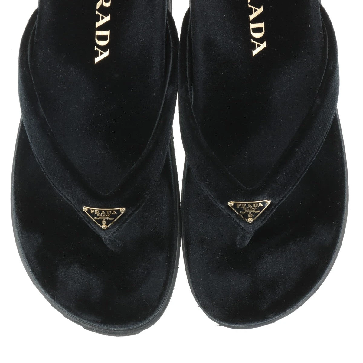 25SS◆PRADA◆レザーサンダル トライアングルロゴ ブラック プラダ PRADA サンダル ミュール レザーストラップサンダル