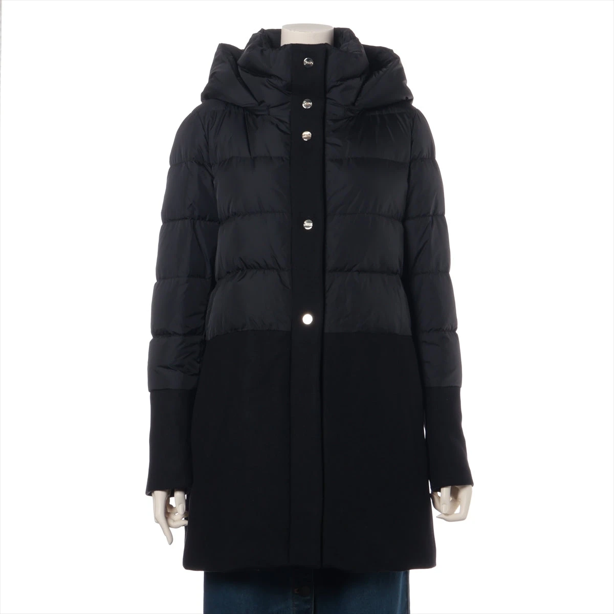 ヘルノ ポリアミド ダウンコート 42 ブラック ファー取り外し可 Lサイズ