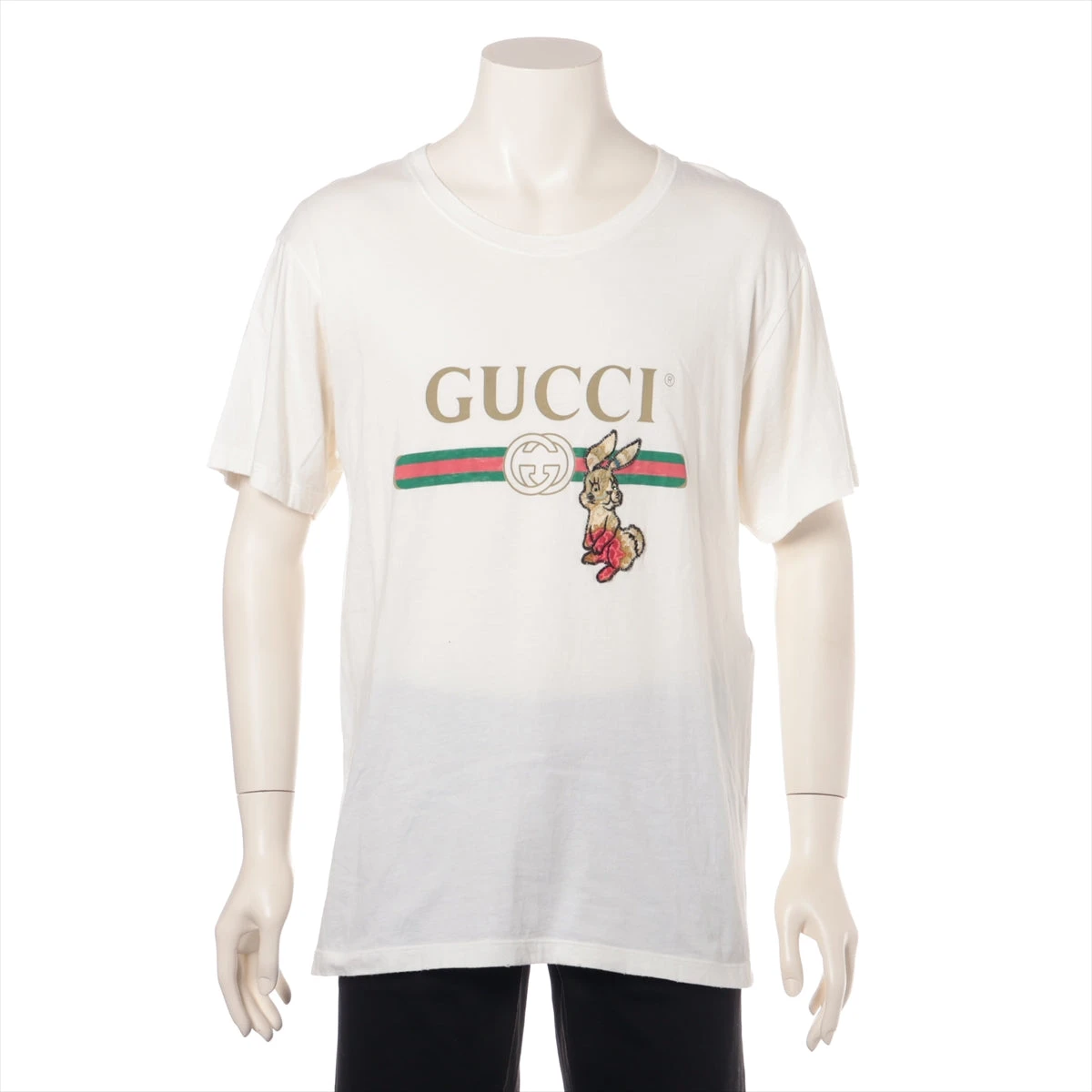 グッチ コットン Tシャツ S メンズ アイボリー 493117 ダメージ加工 