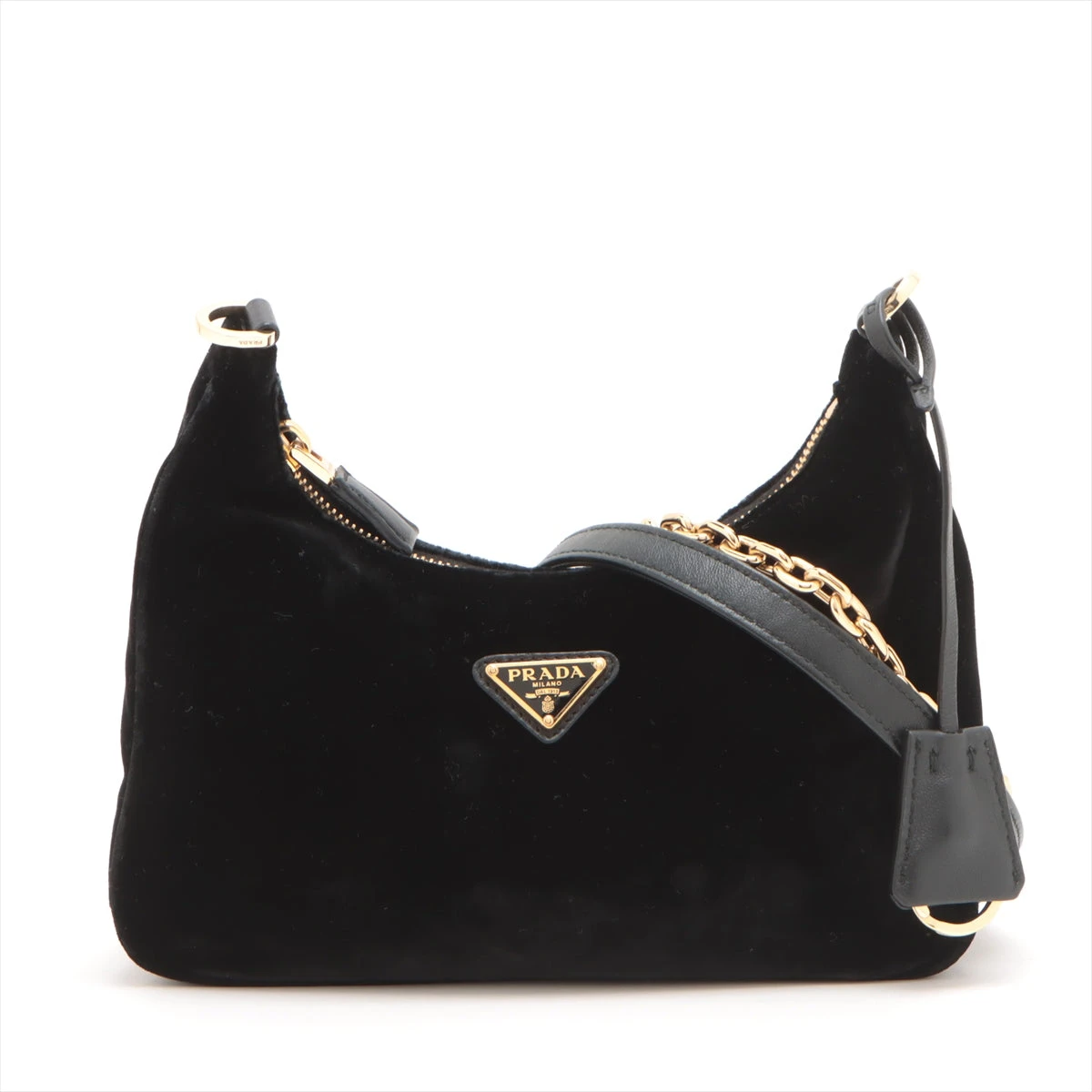 プラダ ベロア×レザー 2WAYショルダーバッグ ブラック 1BC204 A3291726
