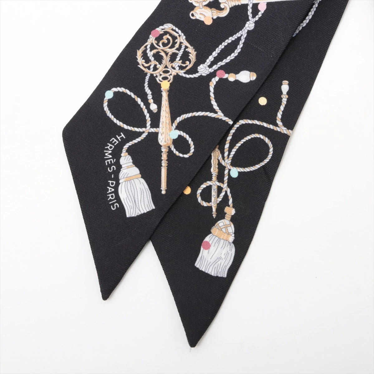 エルメス ツイリー LES CLES 鍵 ツイリー シルク ブラック