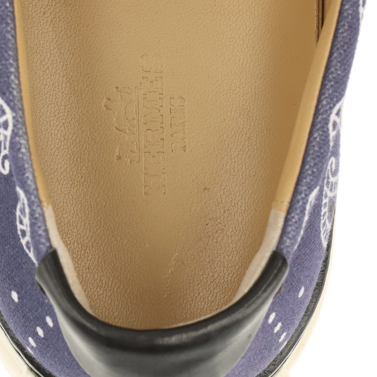エルメス キャンバス×レザー スリッポン 41 1/2 メンズ ネイビー 