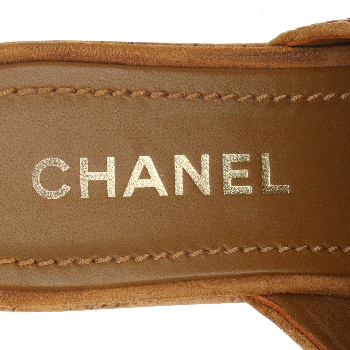 CHANEL ロゴ　スエード生地厚底サンダル　美品 CHANEL 未使用品△CHANEL シャネル 24P G45594 ココマークライン