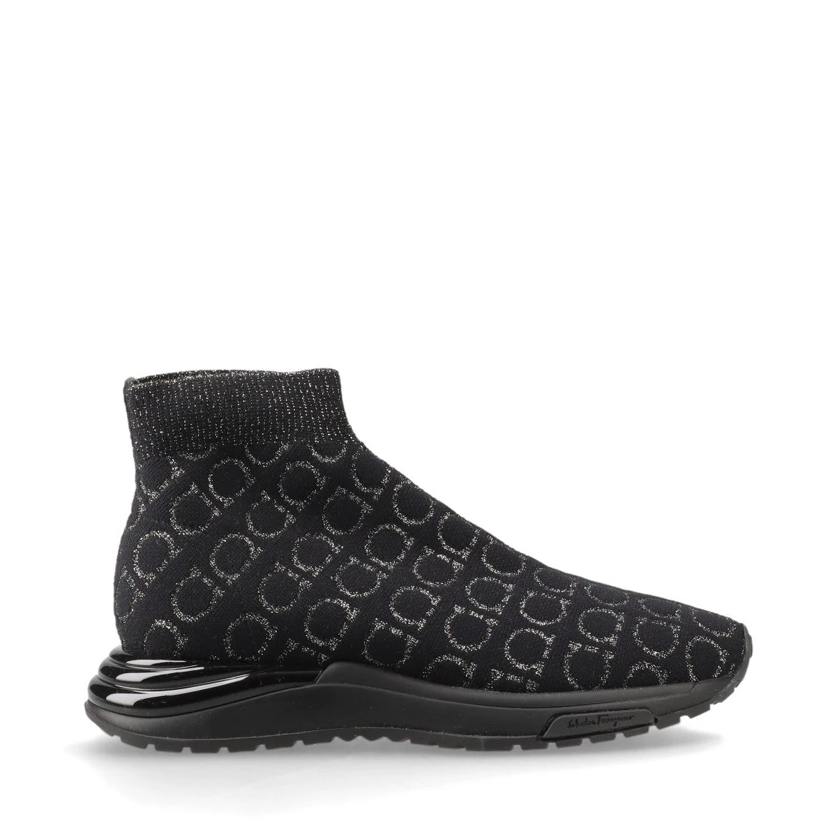 美品■フェラガモ ニット ソックススニーカー ガンチーニ ブーツ 黒 24cm フェラガモ ガンチーニ ニット ソックススニーカー 5.5C レディース