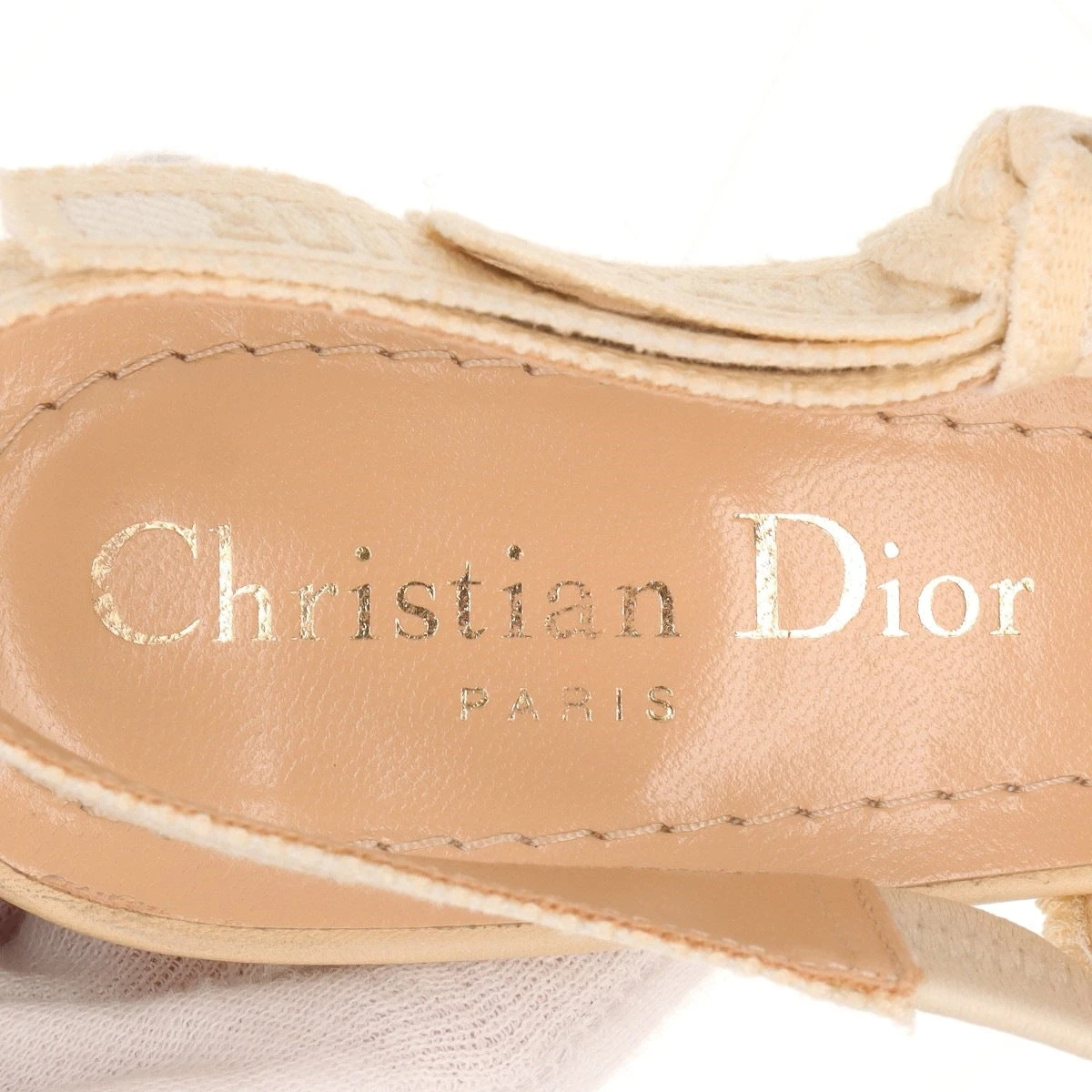 クリスチャンディオール J'ADIOR レザー×ファブリック サンダル